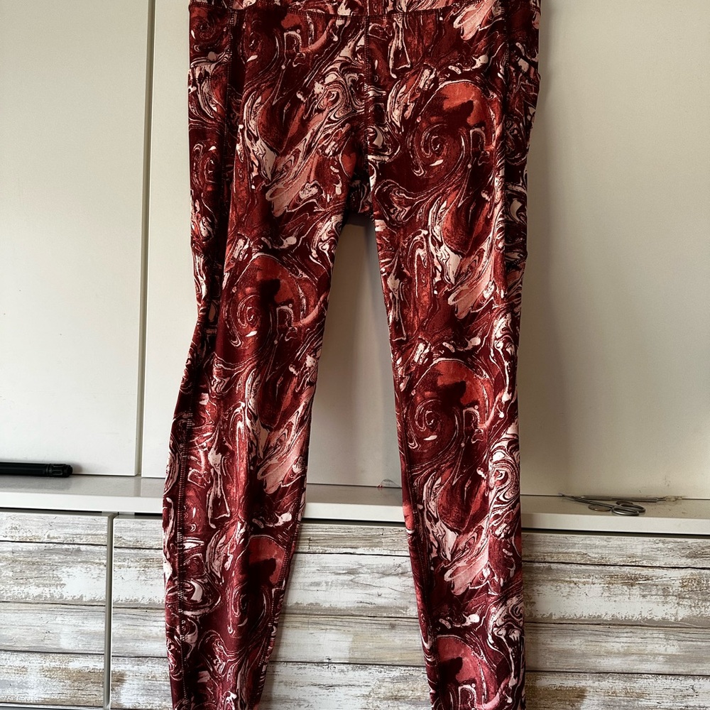 🍂 Inspired Hearts XL Brown Rust Abstract Swirl Print Leggings